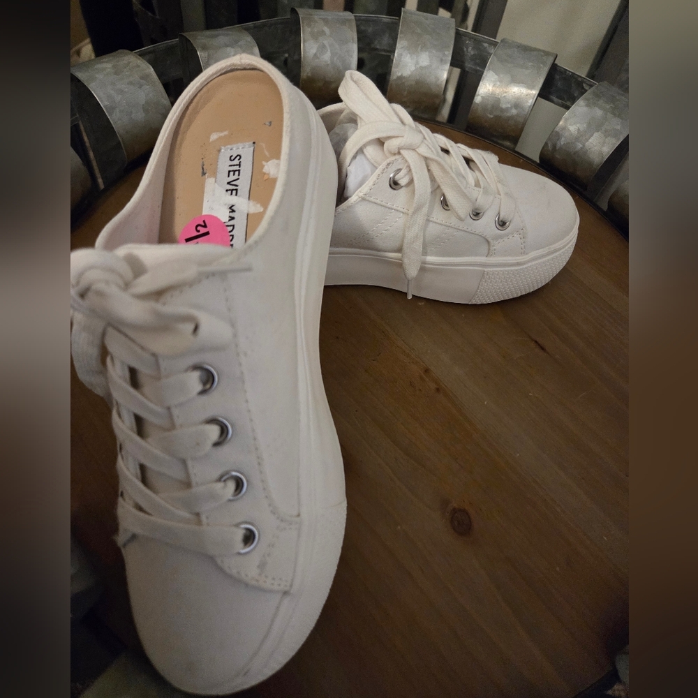 Steve Madden White Casual Canvas Sneakers - Backless Mules